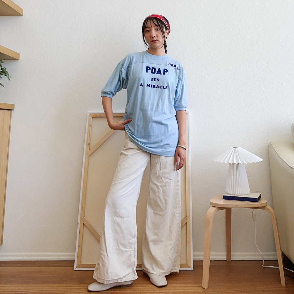 Men's 70's Light Blue Graphic Tee | L