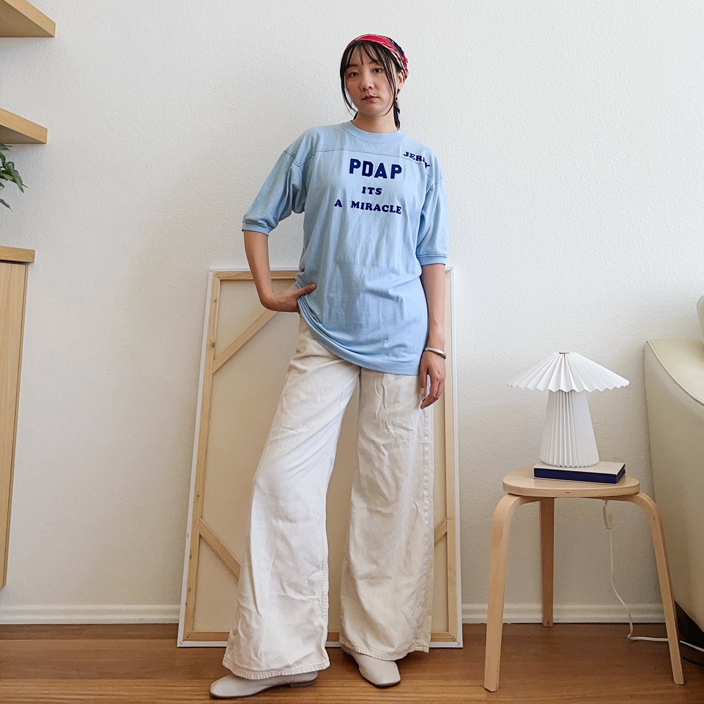 Men's 70's Light Blue Graphic Tee | L