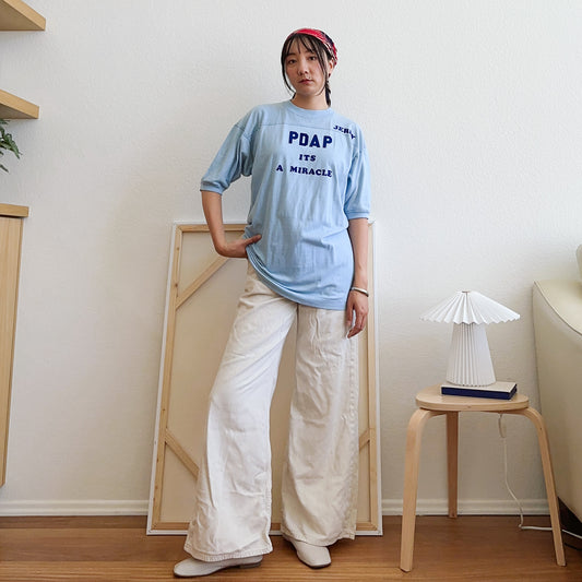 Men's 70's Light Blue Graphic Tee | L