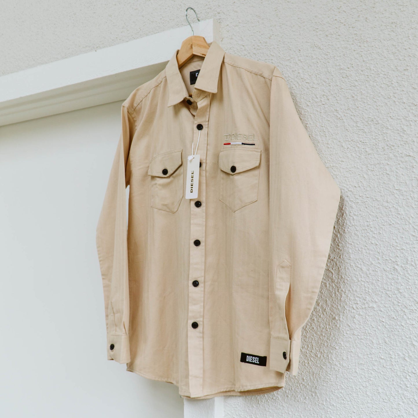 Men's Diesel Tan Button Down Shirt | L