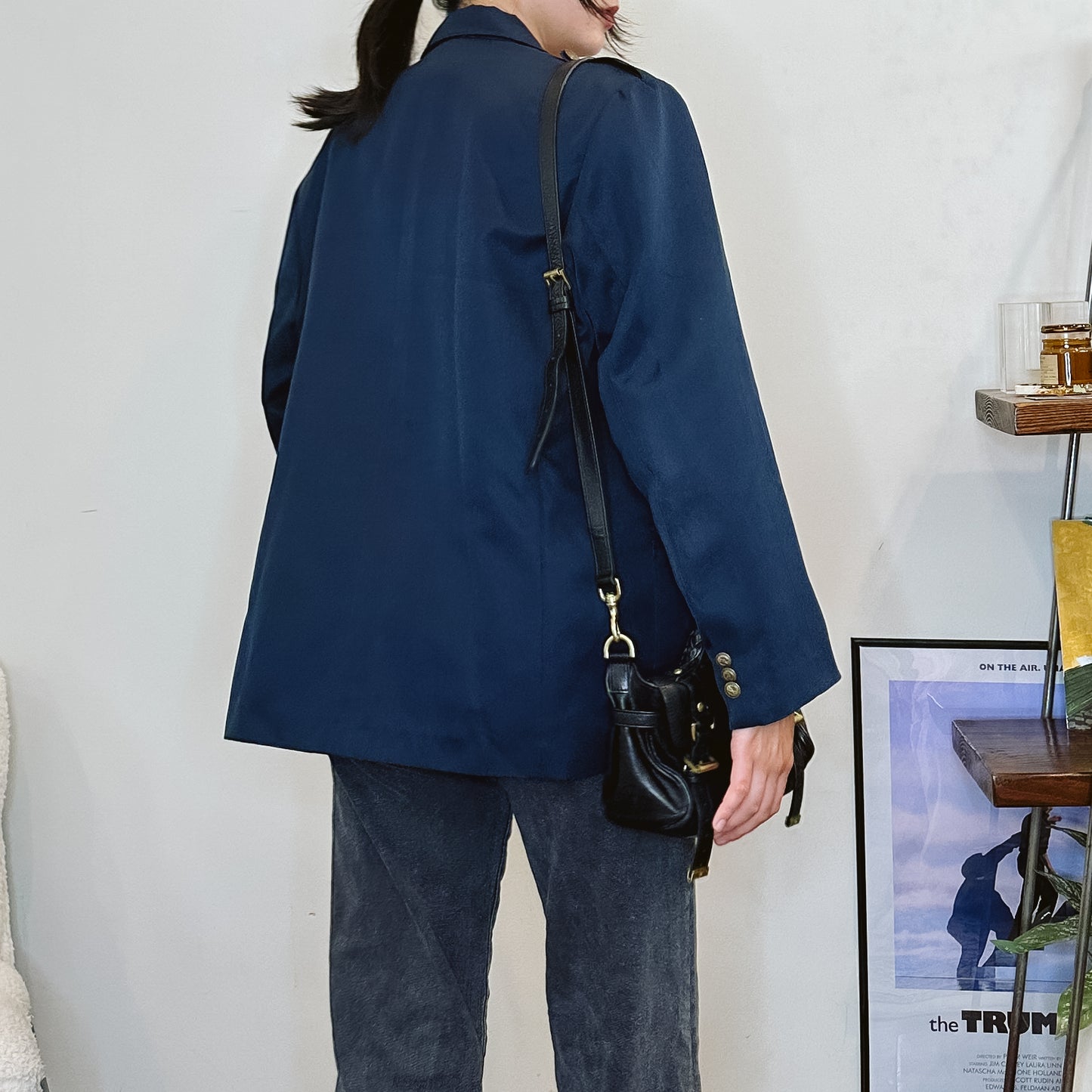 Men's 70's Military Navy Blue Blazer Jacket | L