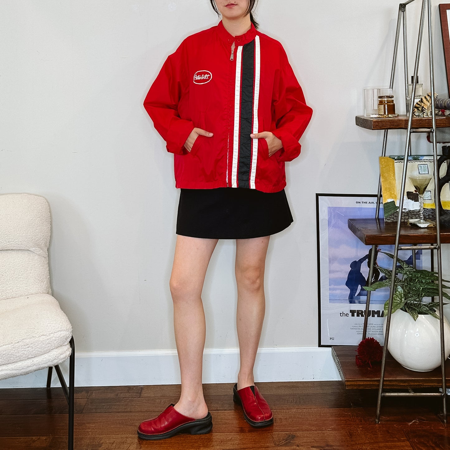 Men's 70's Peterbilt Red Stripe Windbreaker | XL