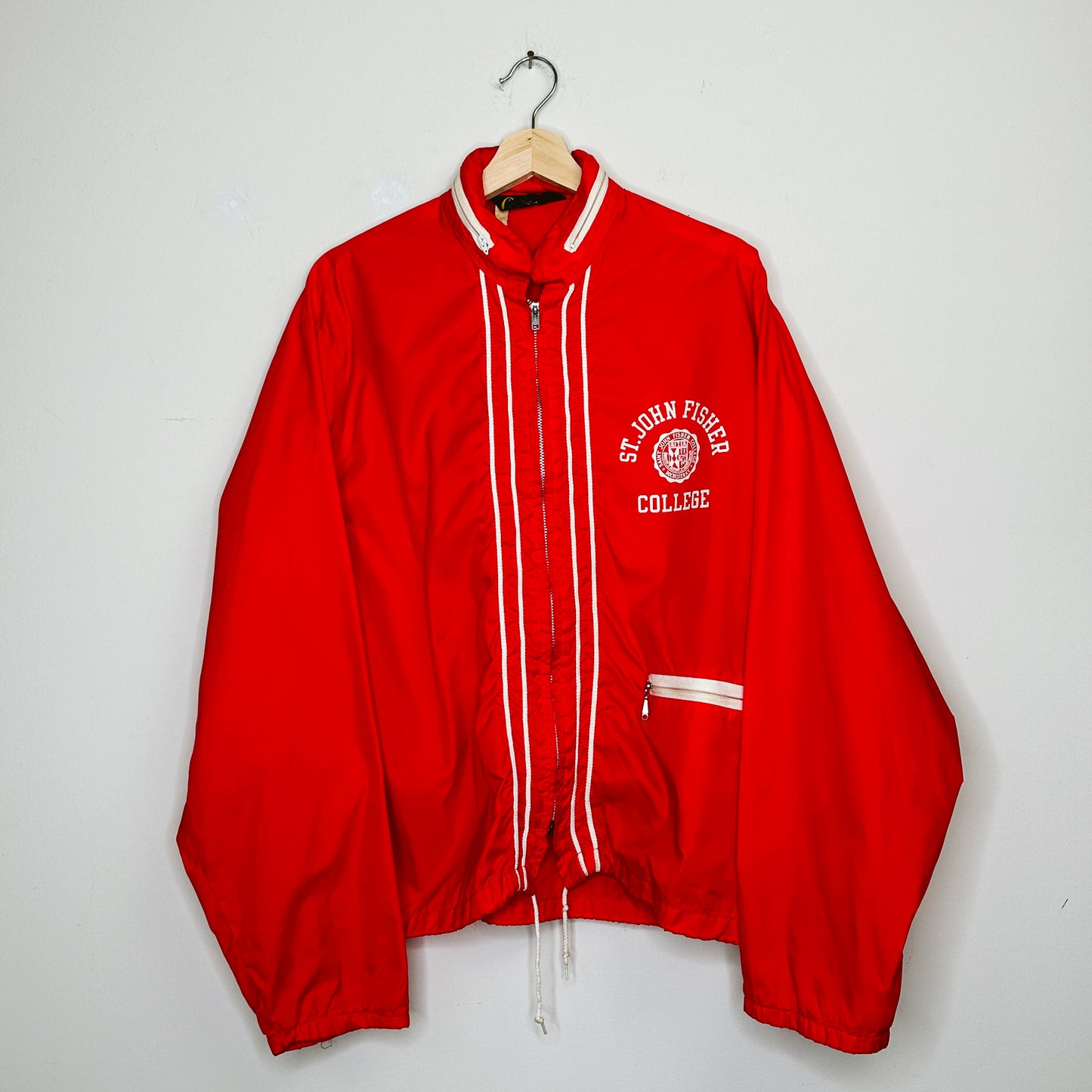 Men's 70's Red Collegiate Nylon Windbreaker | L