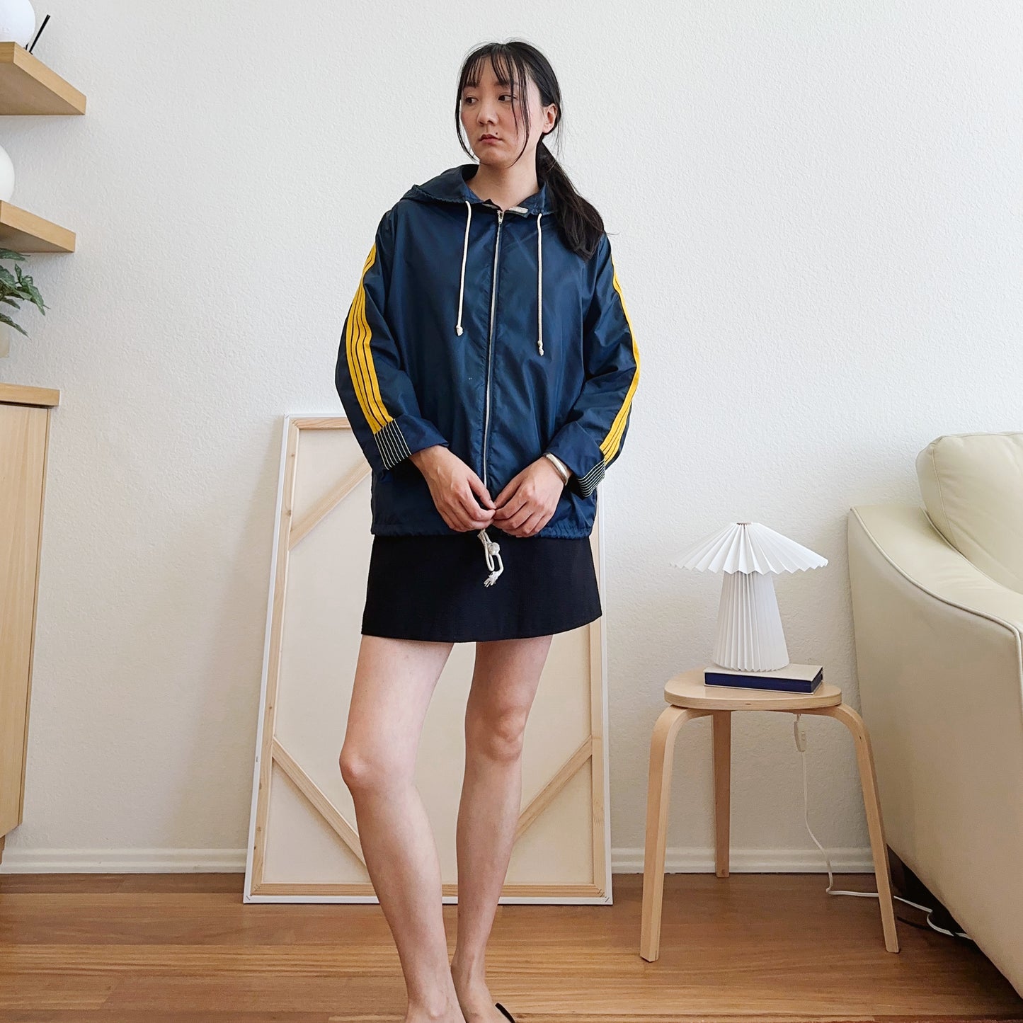 Men's 80's Navy Stripe Windbreaker | M