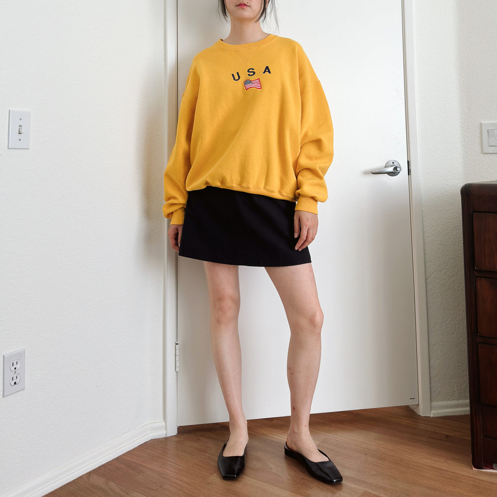 Men's Y2K Yellow USA Spellout Sweatshirt | XL