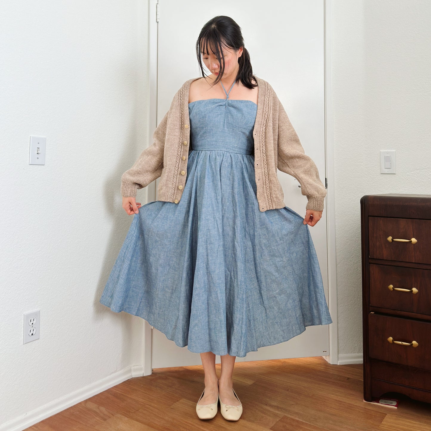 Ralph Lauren Halter Midi Denim Dress | XS