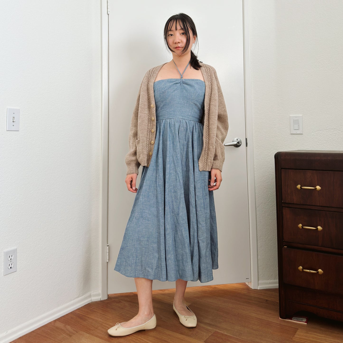 Ralph Lauren Halter Midi Denim Dress | XS