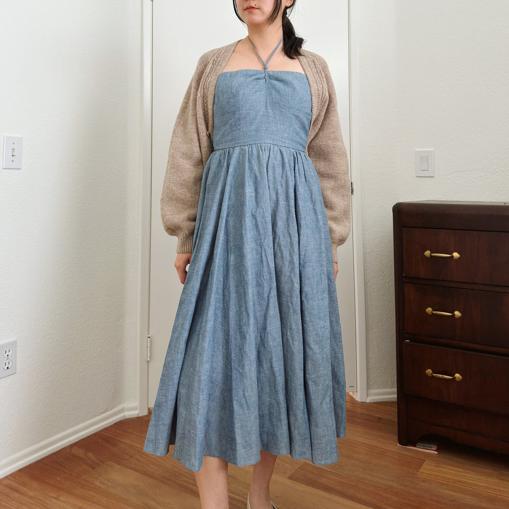 Ralph Lauren Halter Midi Denim Dress | XS