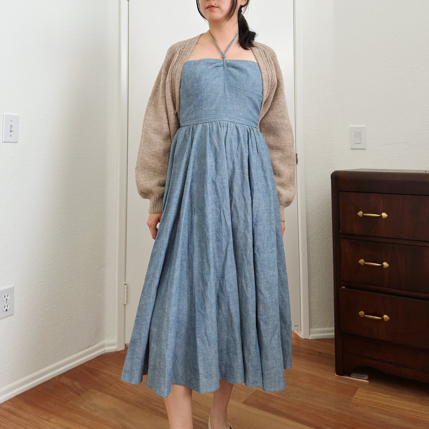 Ralph Lauren Halter Midi Denim Dress | XS