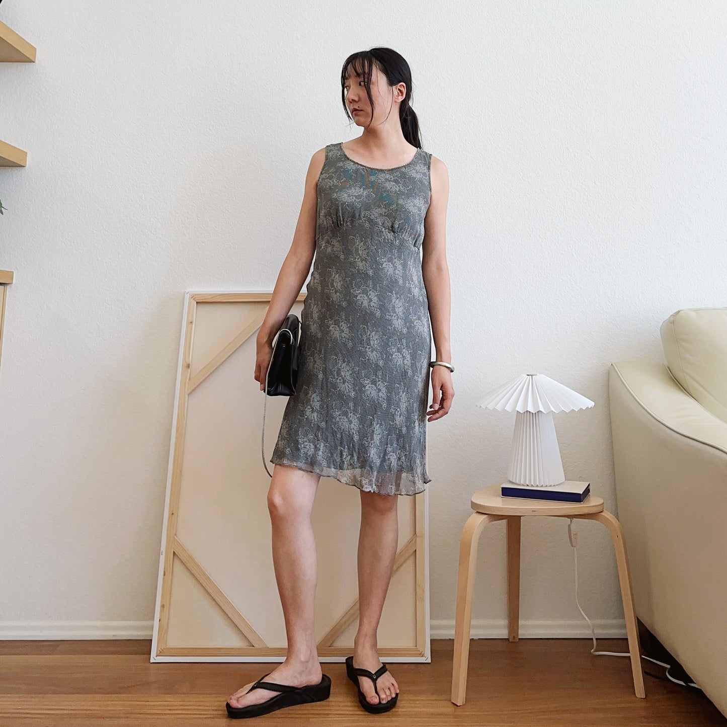 Silk Bias Cut Lace Print Midi Dress | 10