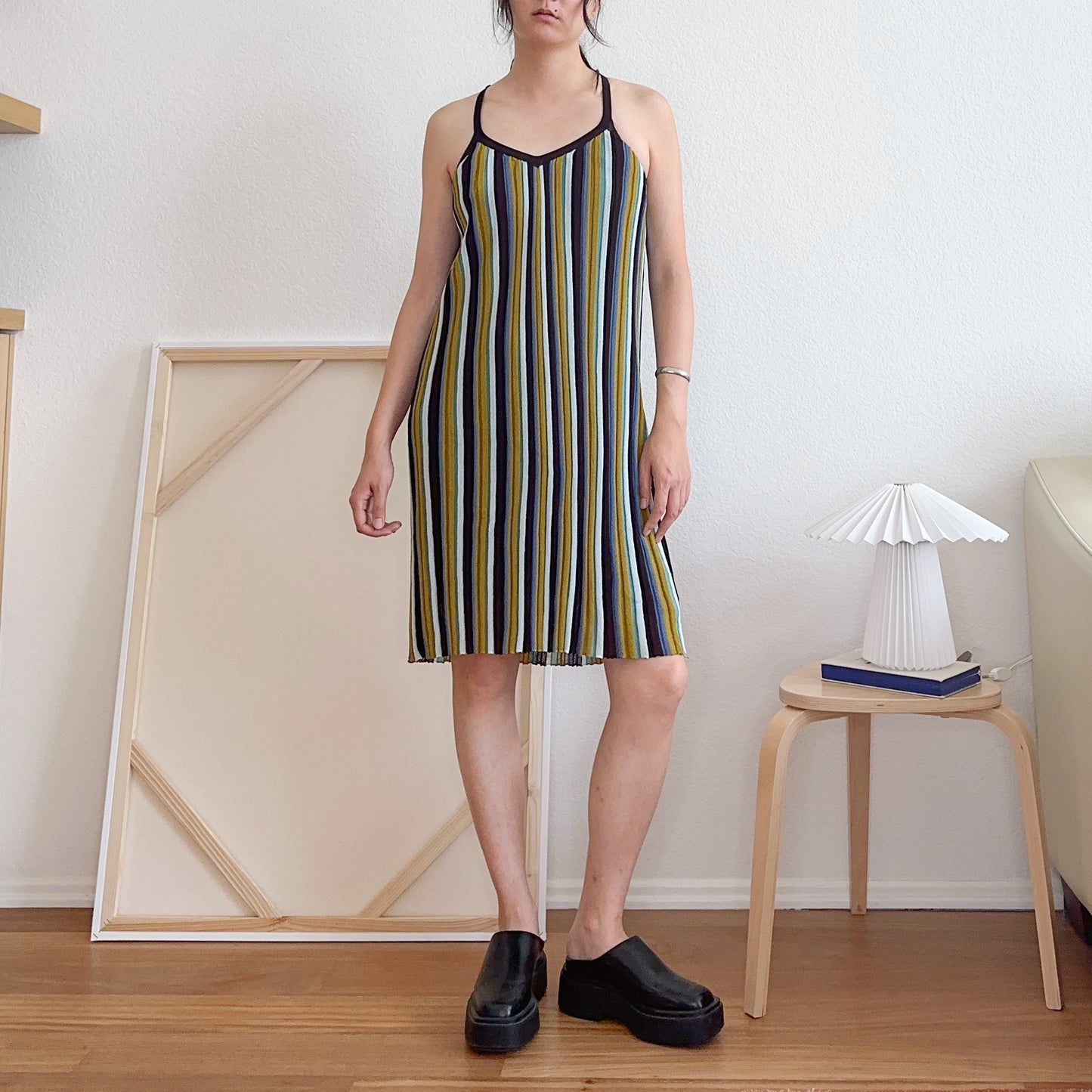 Stripe Knit Tank Midi Dress | M