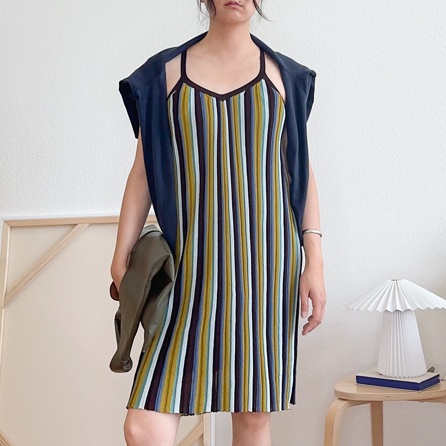 Stripe Knit Tank Midi Dress | M