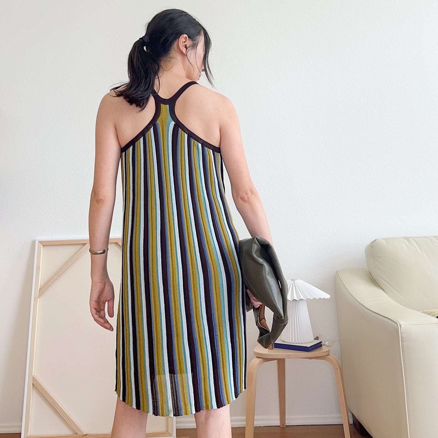 Stripe Knit Tank Midi Dress | M