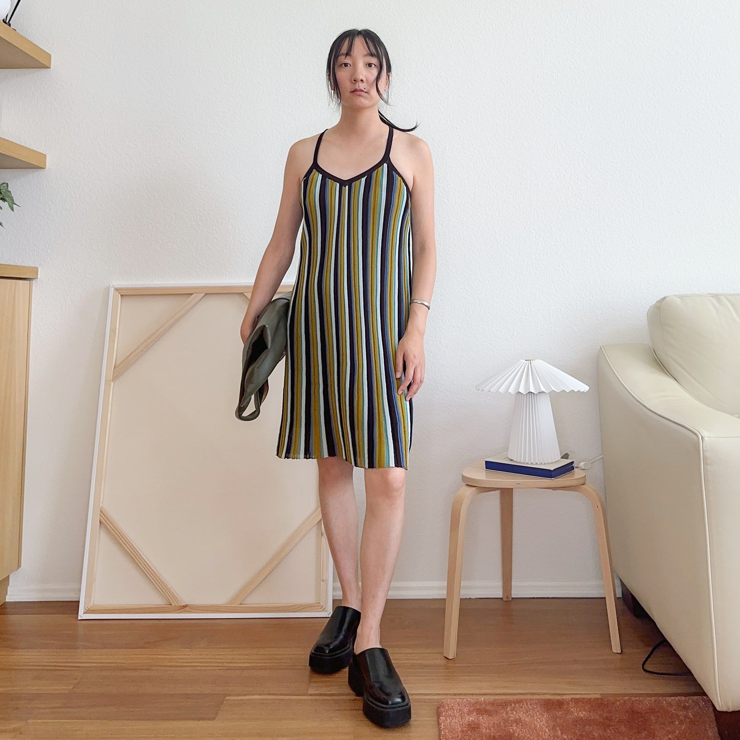 Stripe Knit Tank Midi Dress | M