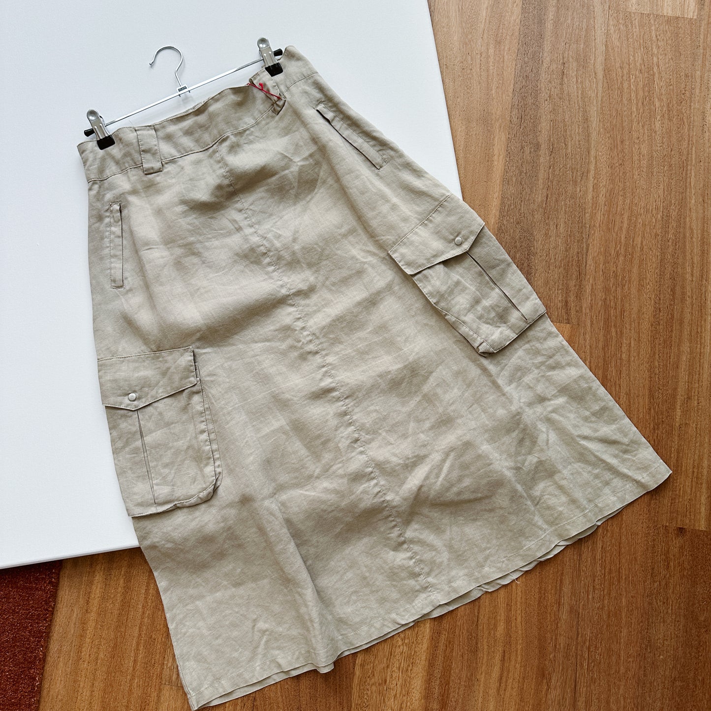 Tan Midi Cargo Skirt | M