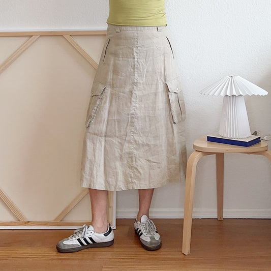 Tan Midi Cargo Skirt | M