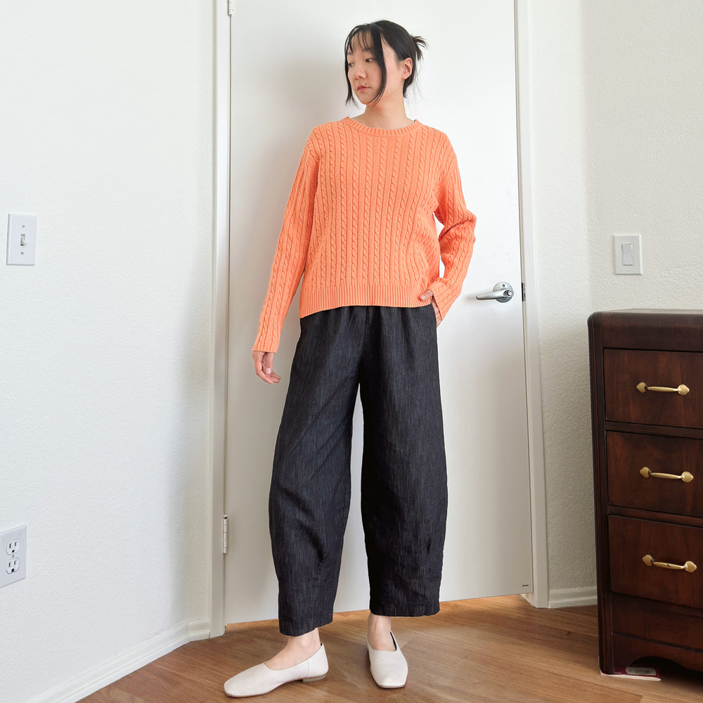 Tangerine Orange Cable Knit Sweater | M