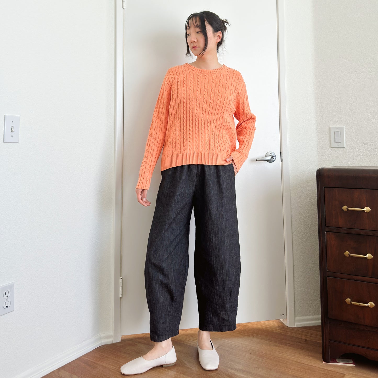 Tangerine Orange Cable Knit Sweater | M