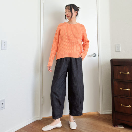 Tangerine Orange Cable Knit Sweater | M