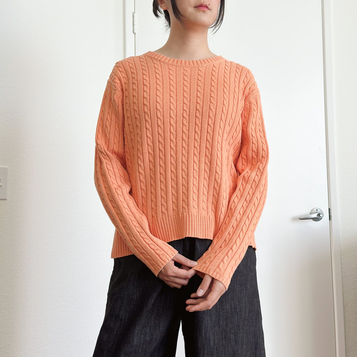 Tangerine Orange Cable Knit Sweater | M