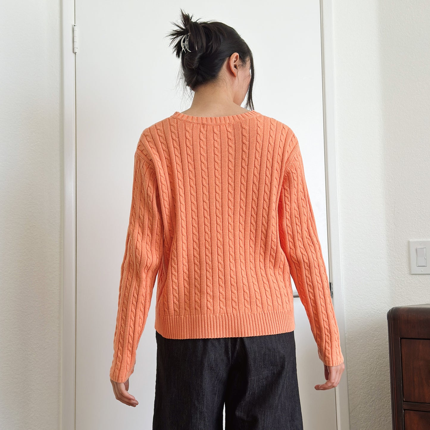Tangerine Orange Cable Knit Sweater | M