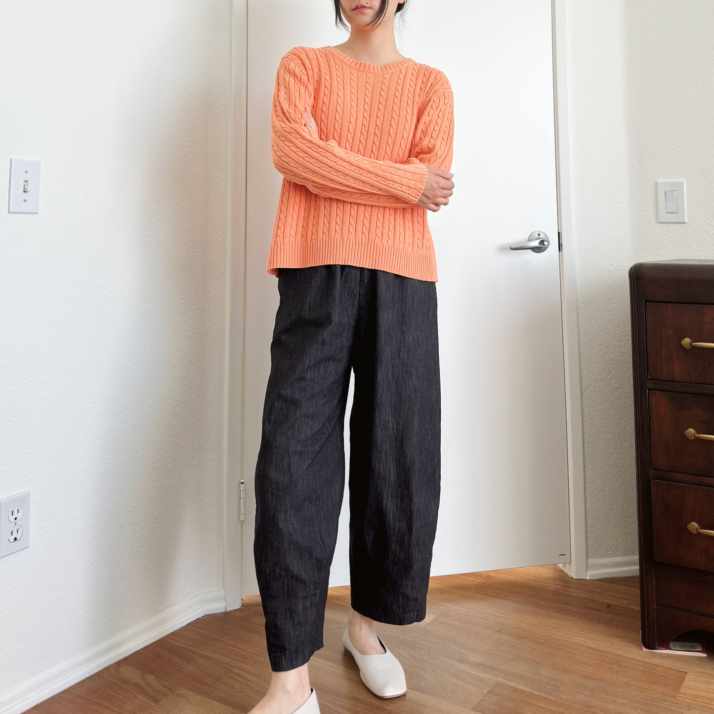 Tangerine Orange Cable Knit Sweater | M
