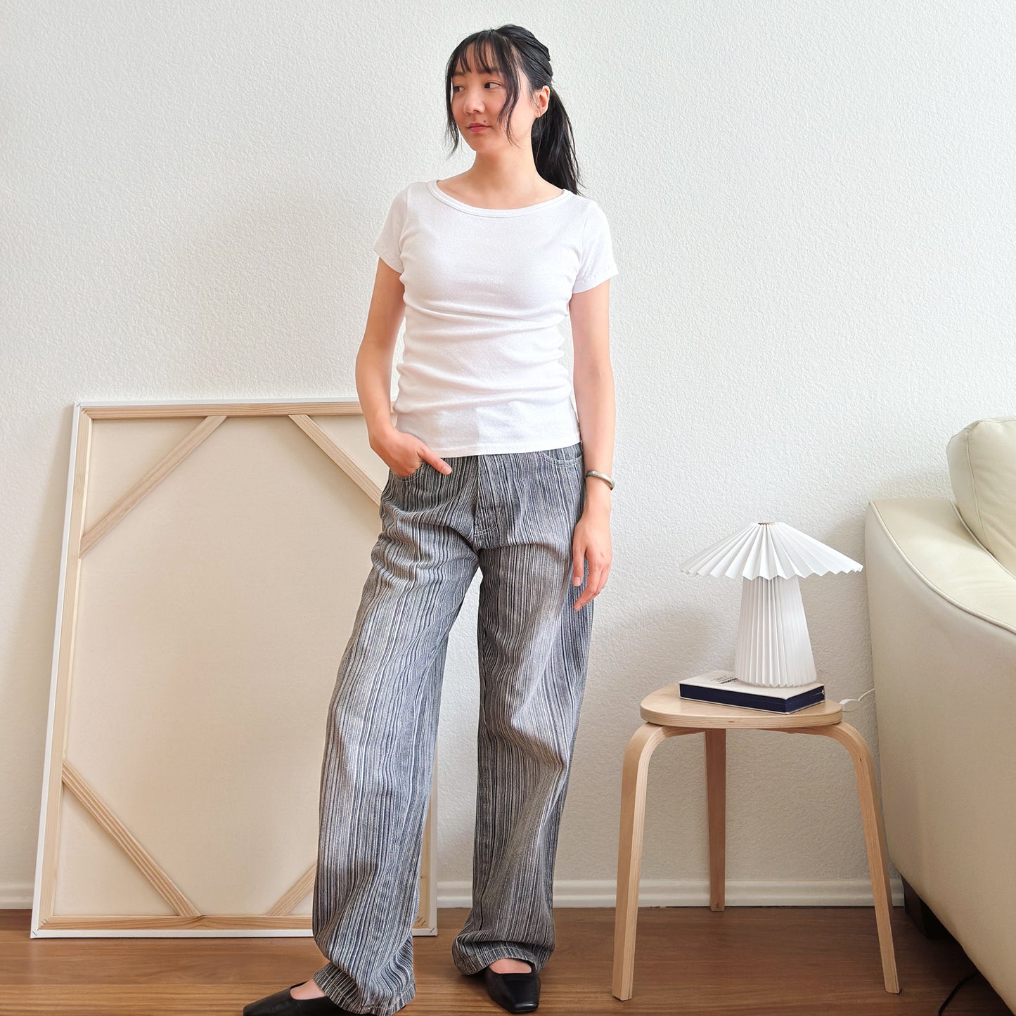 White Boat Neck Fitted Tee | S