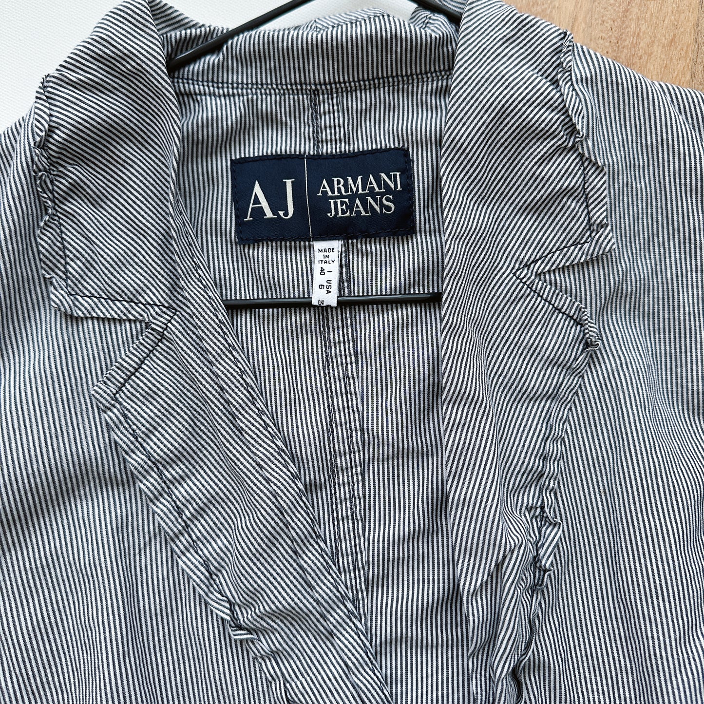 Y2K Armani Jeans Railroad Stripe Pocket Jacket | M