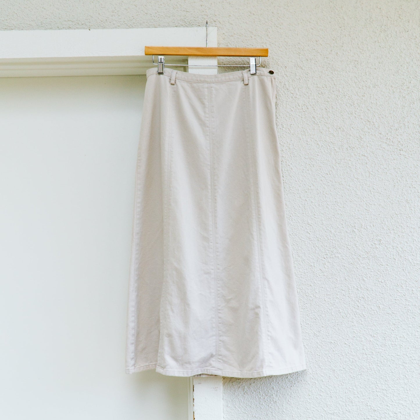 Y2K Beige Paneled Midi Skirt | M