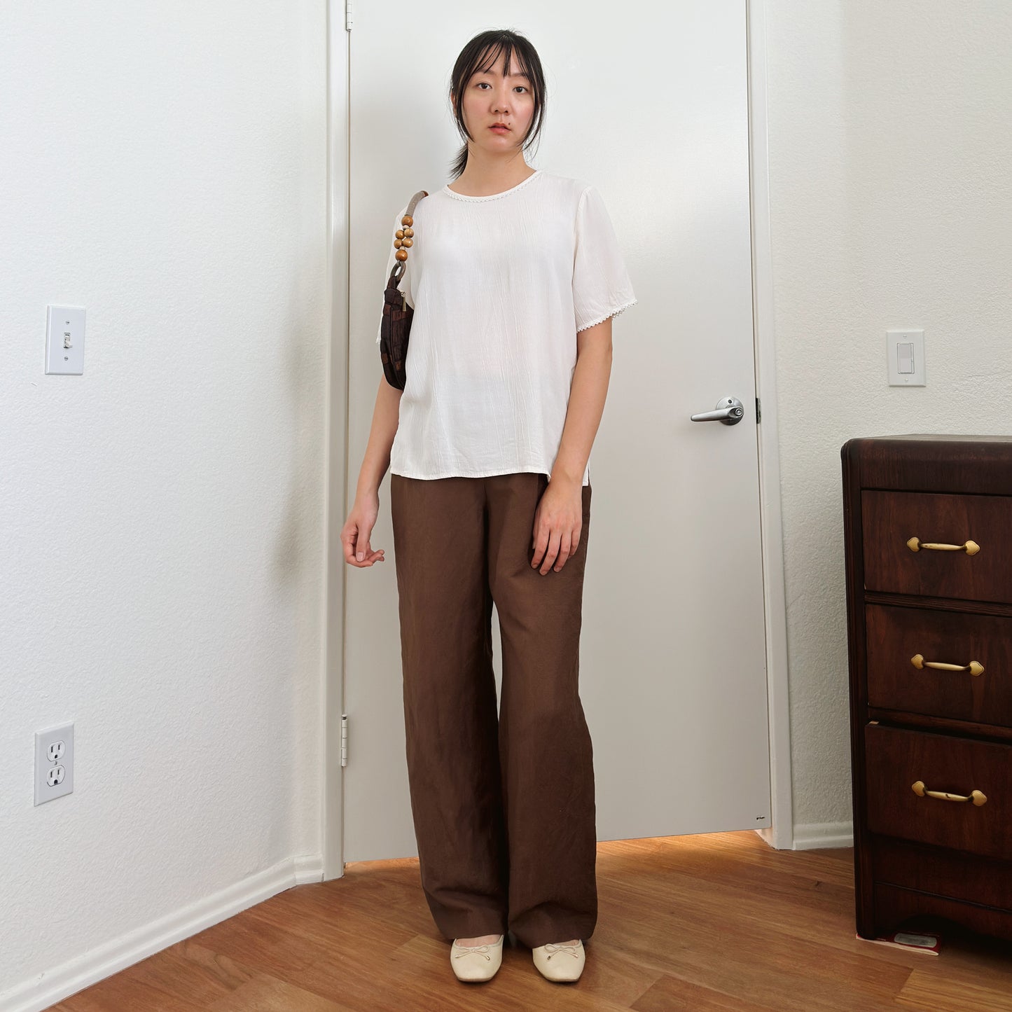 Y2K Brown Linen Trousers | L
