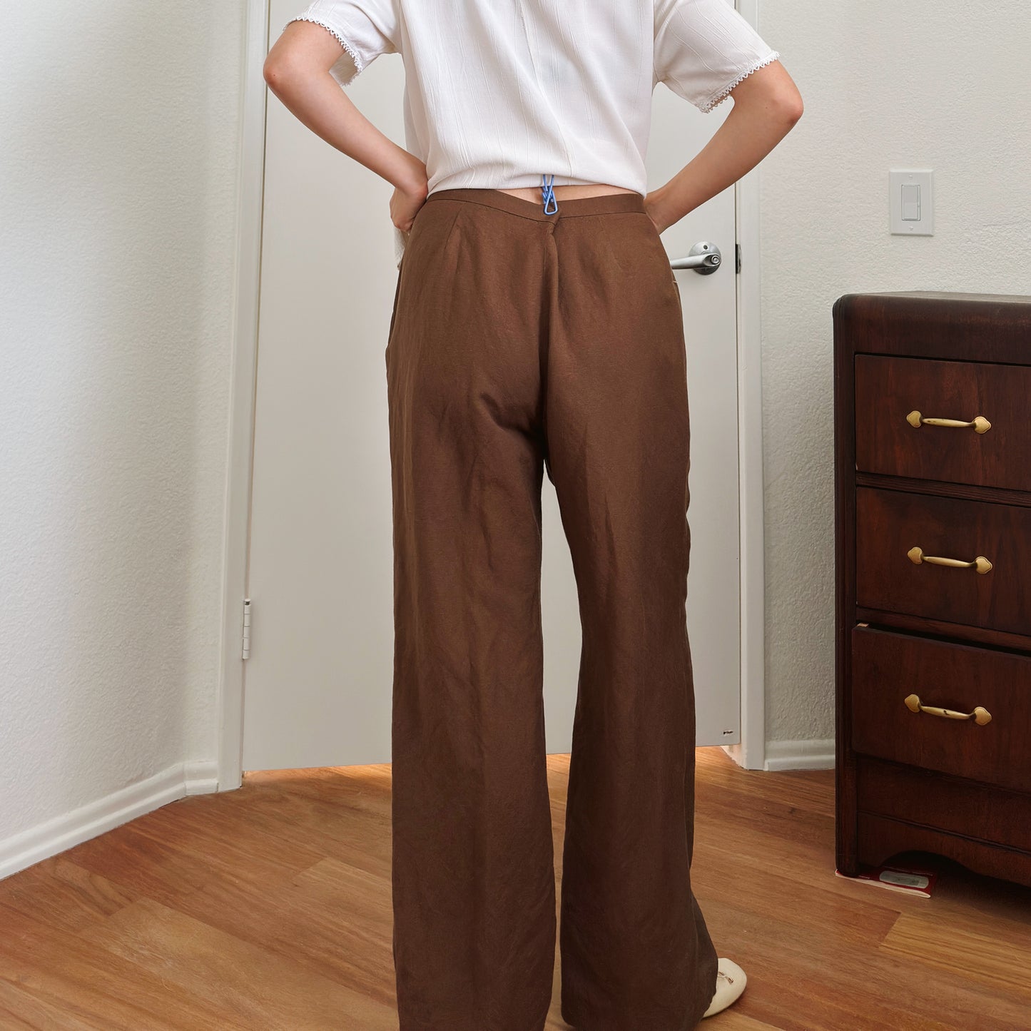 Y2K Brown Linen Trousers | L