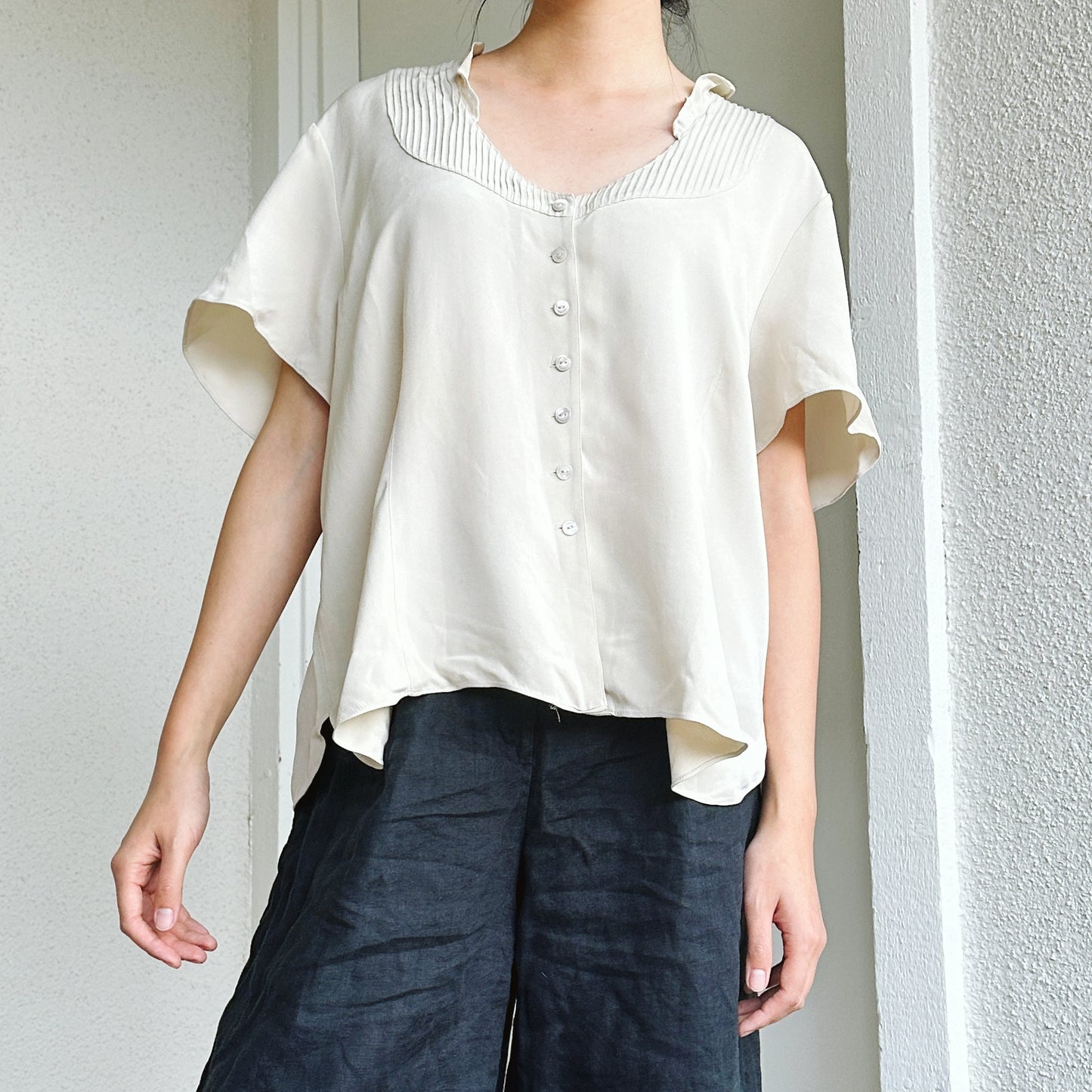 Y2K Cream Silk Blouse | 20
