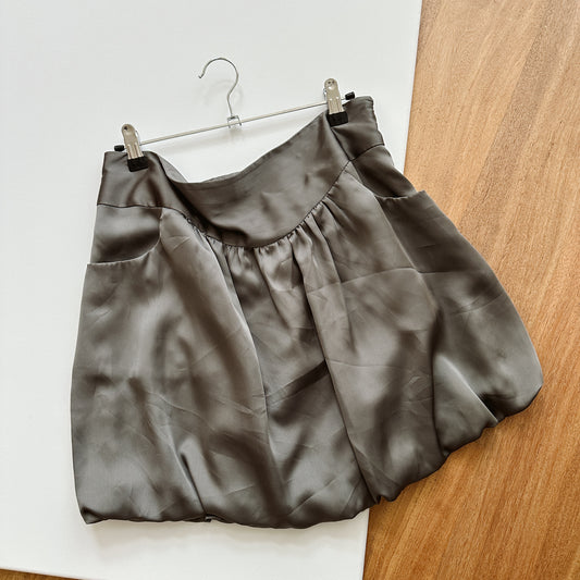 Y2K Olive Bubble Mini Skirt | M