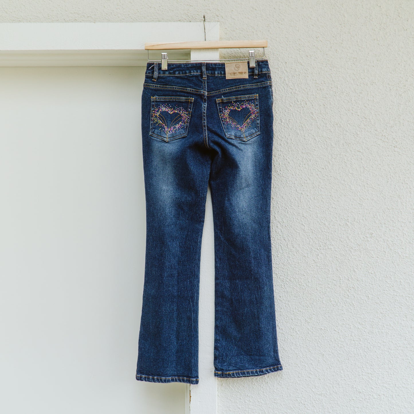 Y2K Rhinestone Heart Pocket Jeans | S