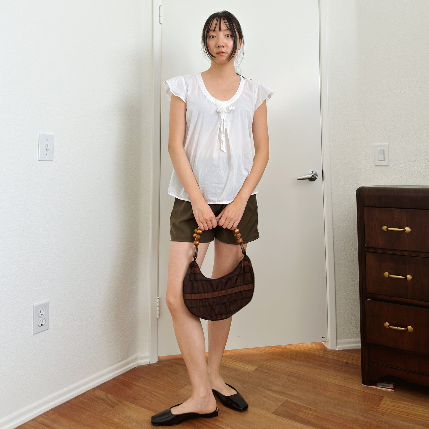 Y2K White Cotton Flutter Blouse | L