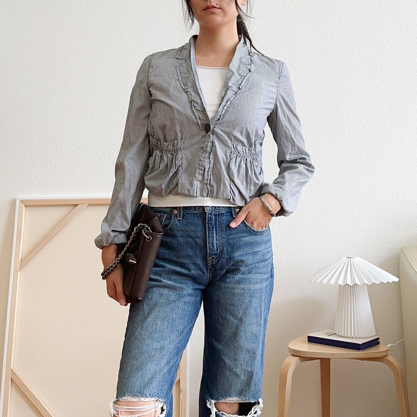 Y2K Armani Jeans Railroad Stripe Pocket Jacket | M