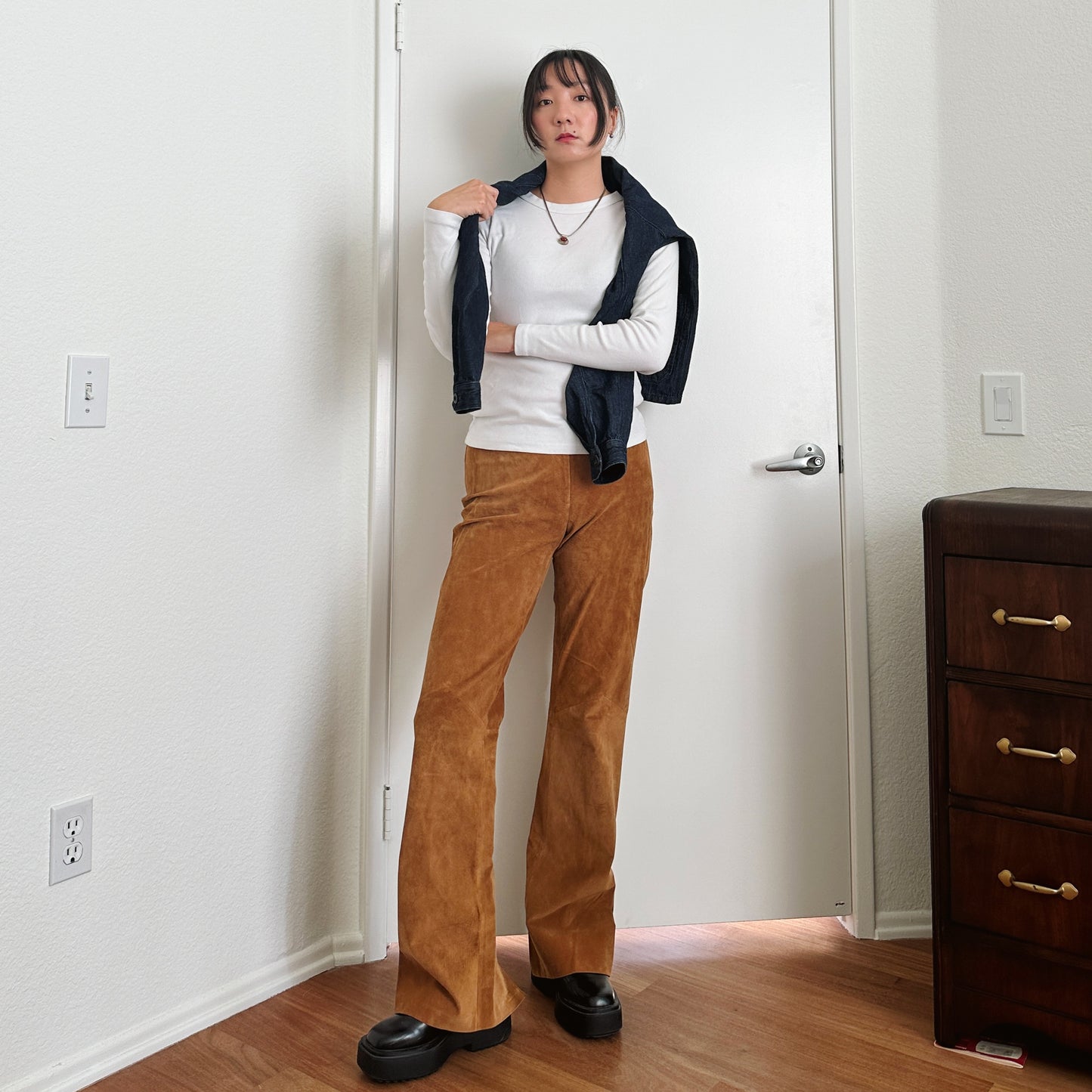 Y2K Caramel Lace Up Suede Pants | XS