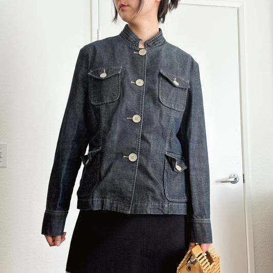 Y2K Dark Wash Denim Jacket | L/XL