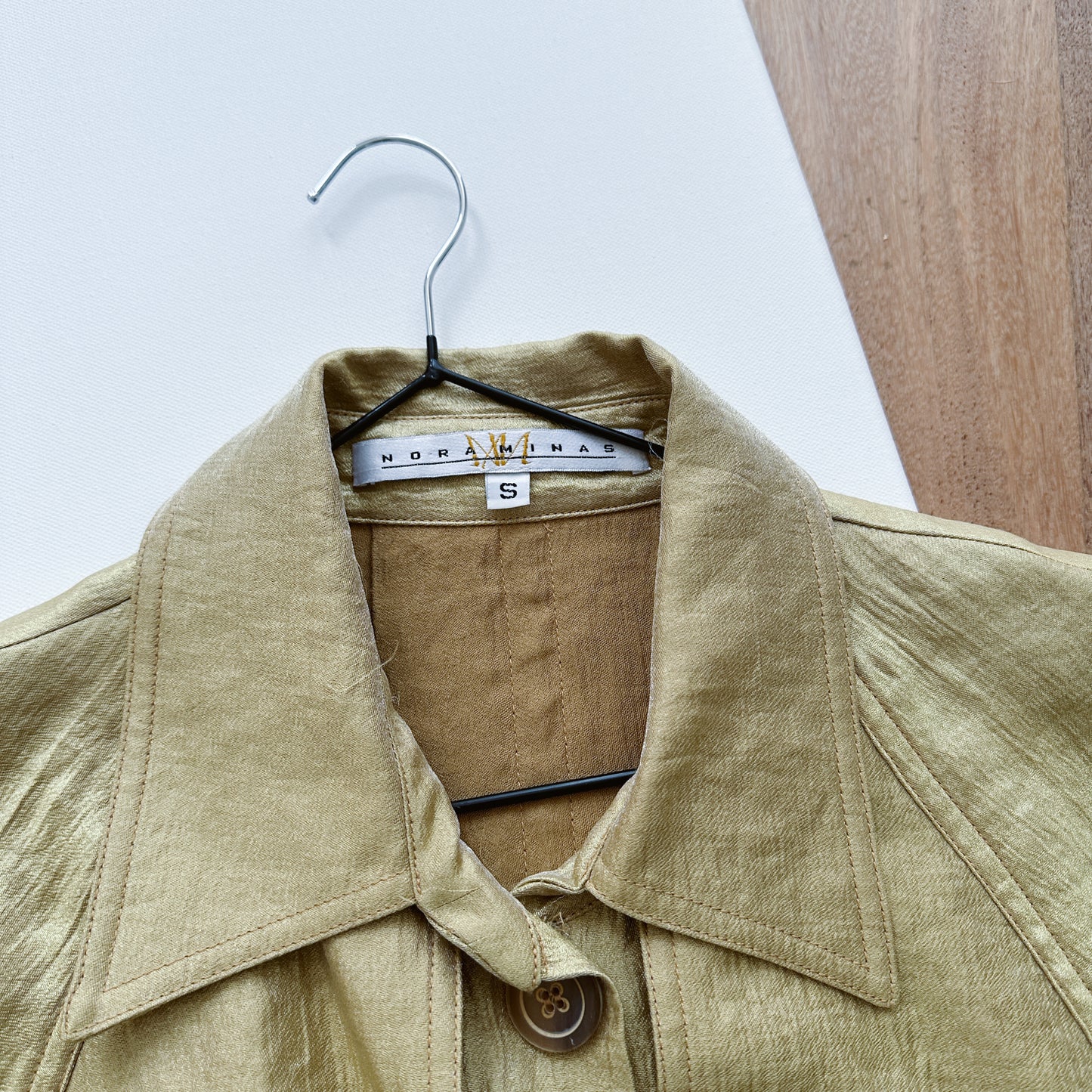 Y2K Gold Shimmer Trench Jacket | S