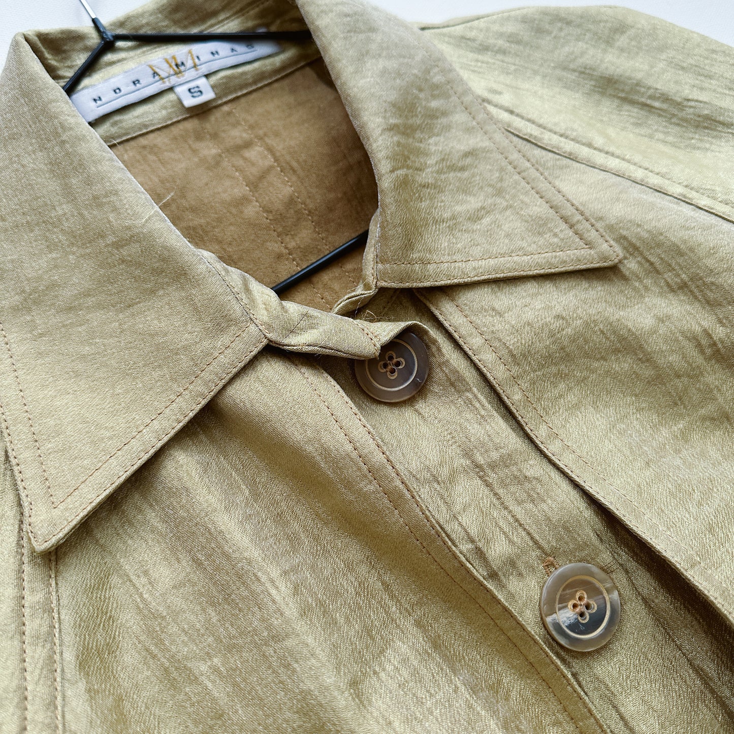 Y2K Gold Shimmer Trench Jacket | S