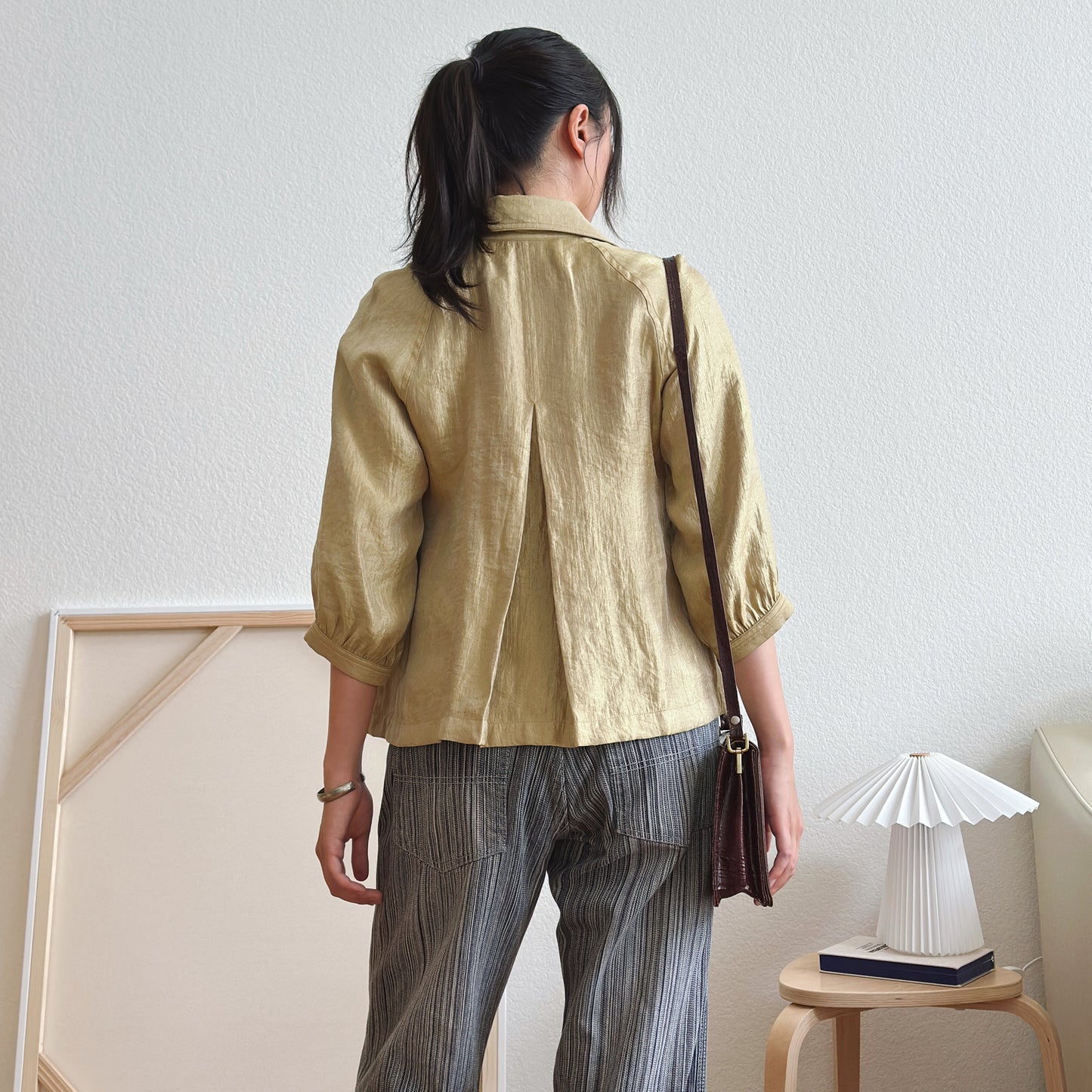 Y2K Gold Shimmer Trench Jacket | S