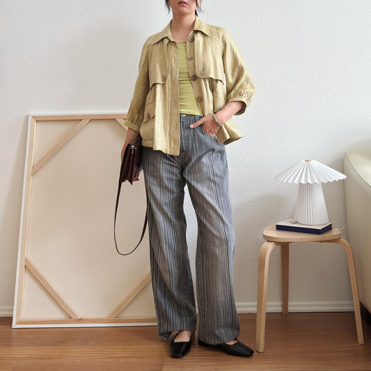 Y2K Gold Shimmer Trench Jacket | S