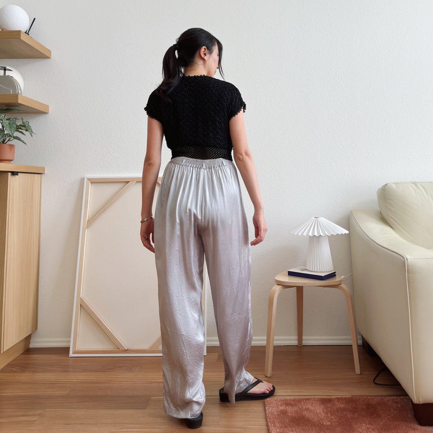 Y2K Gray Silk Lounge Pants | M