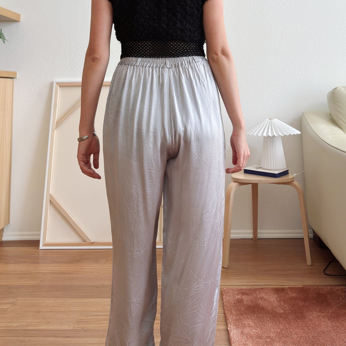 Y2K Gray Silk Lounge Pants | M