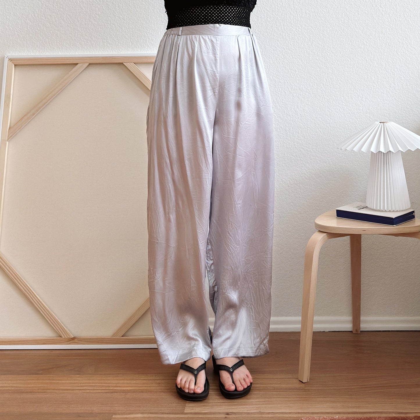 Y2K Gray Silk Lounge Pants | M