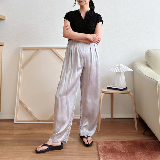 Y2K Gray Silk Lounge Pants | M