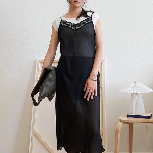 Y2K Sheer Maxi Slip Dress | L