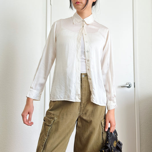 Y2K Silk Button Down Shirt | XS