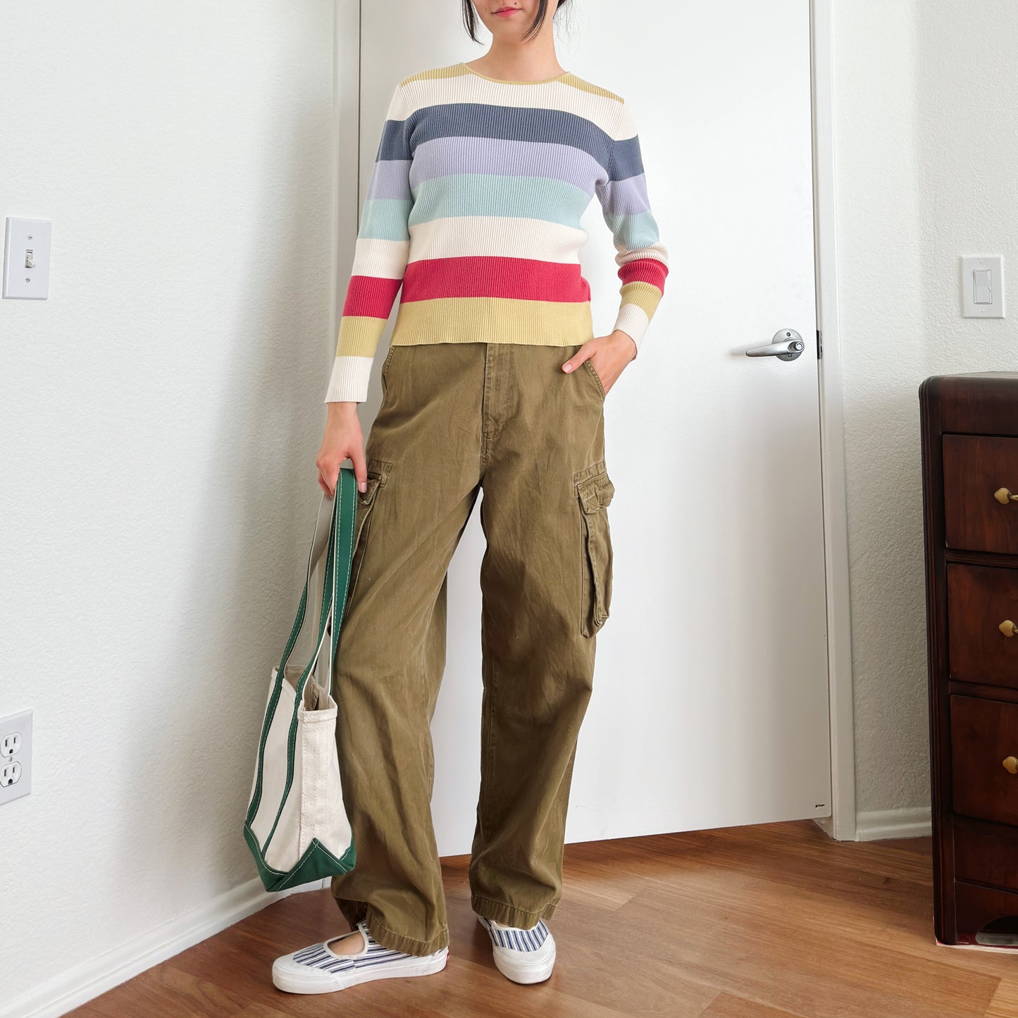 Y2K Summer Stripe Ribbed Top | M