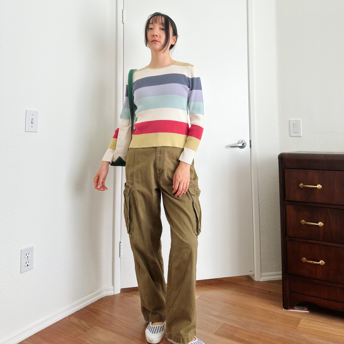 Y2K Summer Stripe Ribbed Top | M